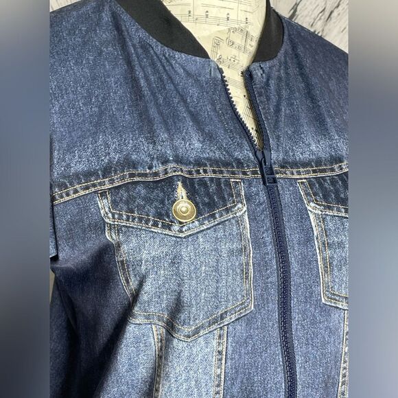 Live! Breeze Bomber Jacket Denim Print S - Picture 3 of 4